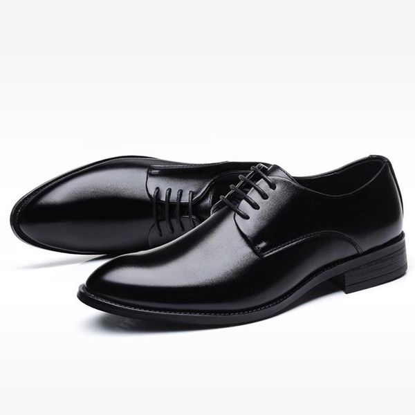 

dress shoes lace up pointy round toe men fashion man business, Black