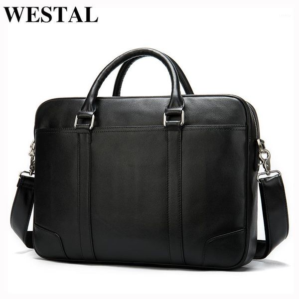 

westal men's bag genuine leather briefcase men messenger bag men leather lapcomputer high-quality office bags for1