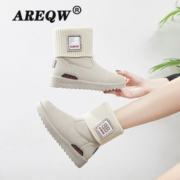

women boots winter suede warm fur boots women shoes black solid plush snow plus size