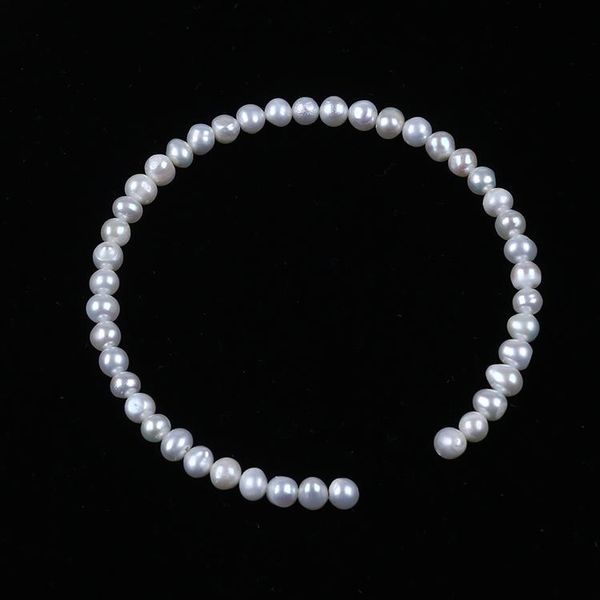 

charm bracelets simple design 4-5mm potato pearl cuffs bangle, Golden;silver