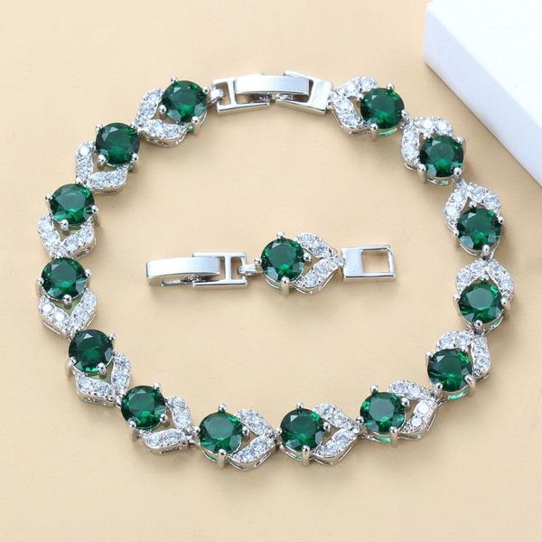 

silver color hight quality green created emerald bracelet health fashion jewelry for women jewelry box sl1281, Black
