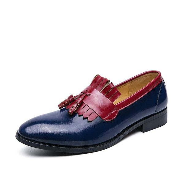

men's pu leather shoes new trend tassel loafers round toe daily footwear leisure business shoes young large size 46, Black