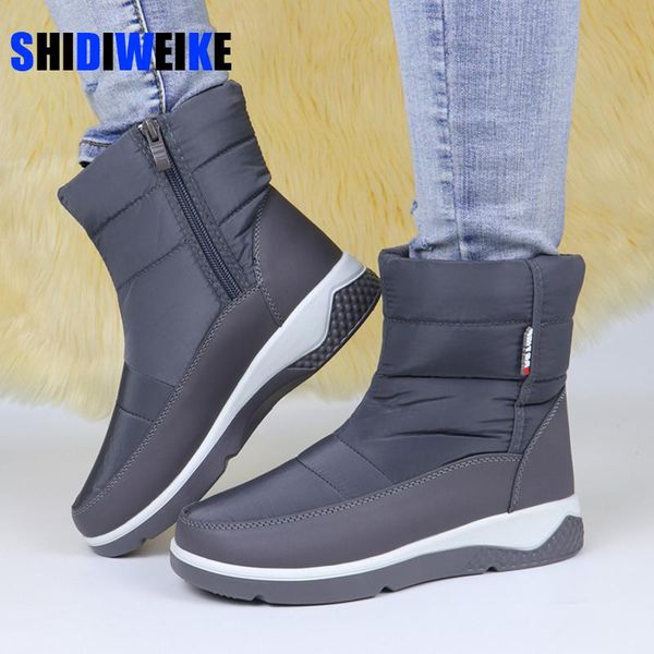 

ankle boots for women winter snow boots waterproof platform shoes ladies warm plush flats black short bottes femme ac297