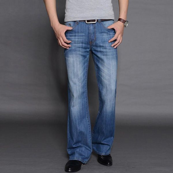 

men's jeans flared trousers leg loose suit designer classic motorcycle, Blue