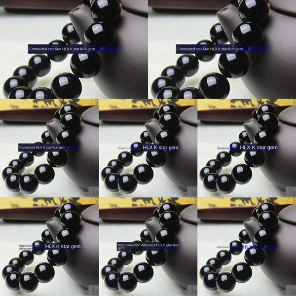 

bracelet pure black gold obsidianstone bracelet obsidian obsidian men's and women's crystal jewelry craft gift 6-20mm ausuw, Golden;silver