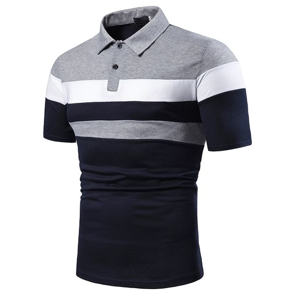 

t-shirt chest three stripes color matching fashion with cross-border men's lapel short-sleeved polo men, White;black