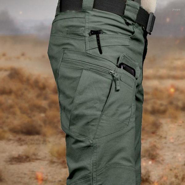 

men casual cargo pants elastic outdoor hiking trekking army tactical sweatpants camouflage multi pocket trousers s-6xl1, Black