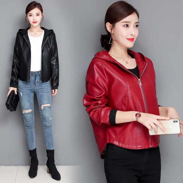 

new large size 4xl 3xl winter jacket spring 2020 female leather coat cotton women's plus black jackets motorcycle women visop