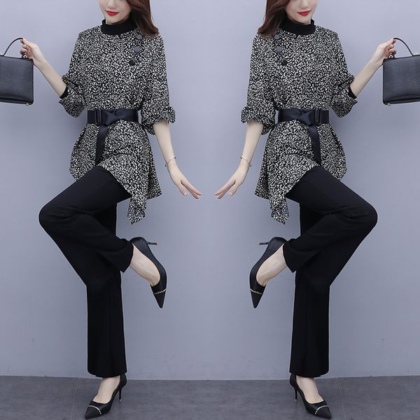 

office design lady two and korean style pants pieces pantalon femme sets 2jn4, White