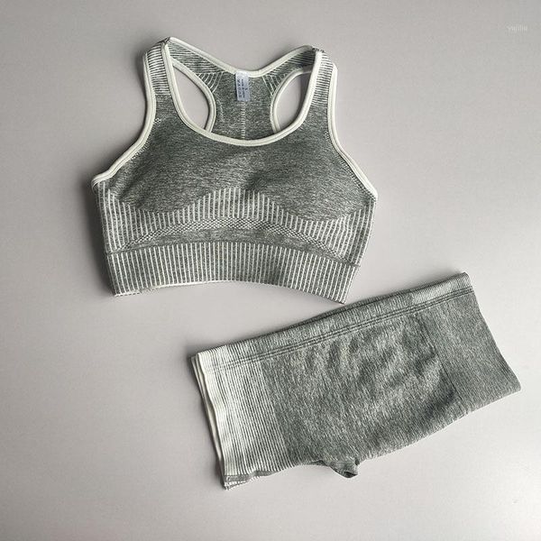

yoga outfits gym running suit female sportwear clothes seamless set women high waist fitness shorts + breathable bra1, White;red
