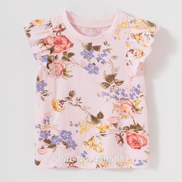 

quality 100% cotton baby girl clothes print flowers t-shirt kids t shirt short sleeve tee undershirt 2020 summer girls 1, Blue