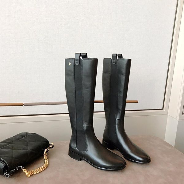 

boots luxury women shose leather knight classic ladies retro fashion 35-401, Black