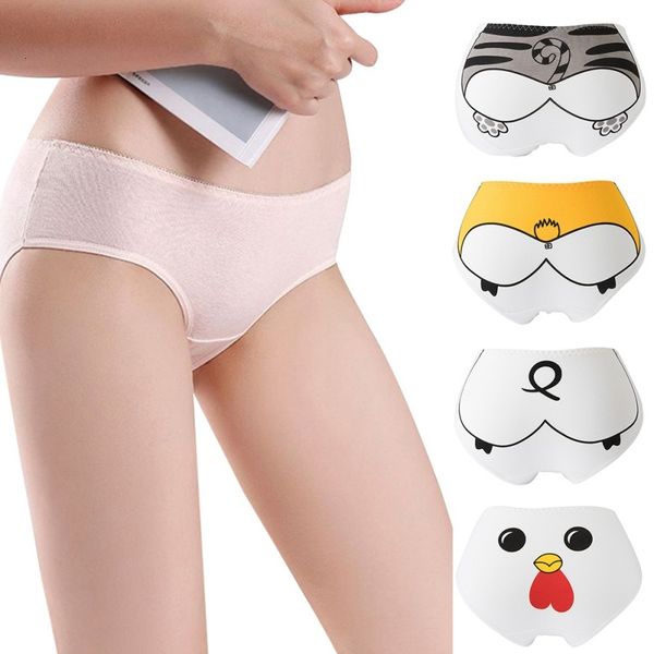 

new cute women's no trace breathable cartoon print triangle panties, Black;pink