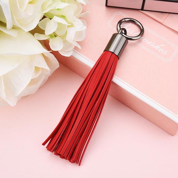 

1pcs faux leather alloy spring coil tassel keychain diy garments decorative accessories woman phone bag tassels fringe pendants h jllhvq
