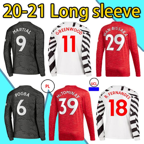 

20 21 sancho rashford greenwood james pogba martial maguire fans version home away long sleeve soccer jersey man + kids football shirt, Black;yellow