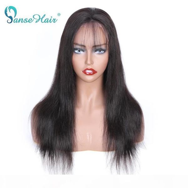 

panse hair straight brazilian for black women 13x4 lace front wigs natural color 100% human hair non -remy, Black;brown
