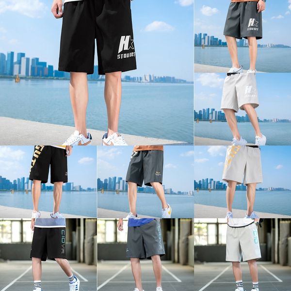 

lucm2 casual clothes work pants shorts beach shortsloose shorts 2020 summer korean thin workwear large men's men's pants beach siz, Blue