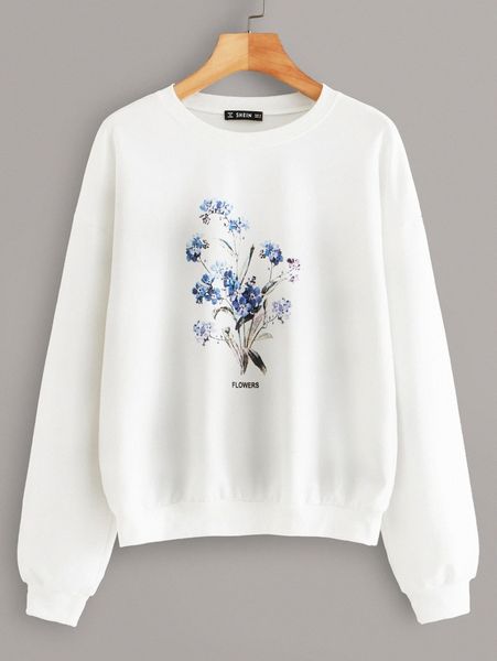 

flower print pullover n3nl#, White;black