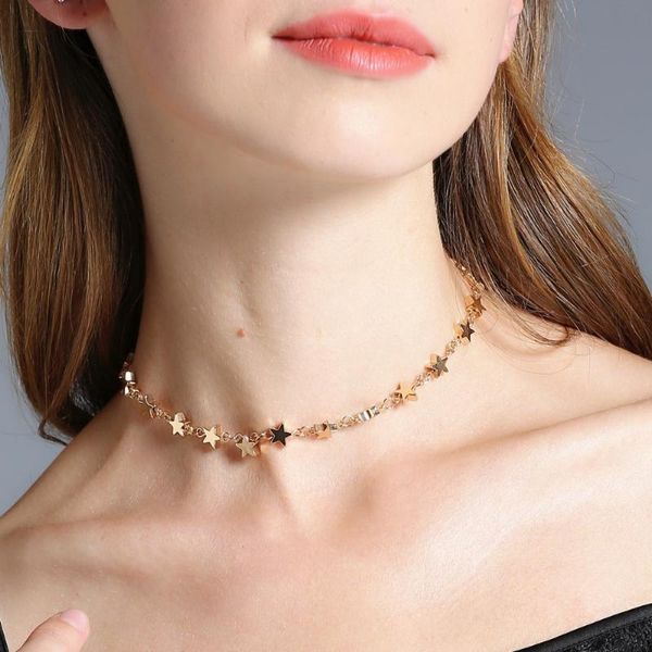 

fashion gold star necklace choker necklace for women girl clavicle, Golden;silver