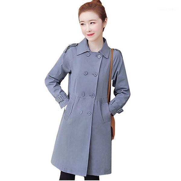 

women's trench coats 2021 spring autumn womens coat korean double breasted loose casual women outerwear solid plus size female windbrea, Tan;black
