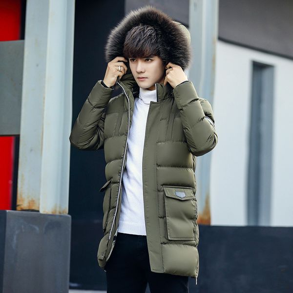 

new winter long young down men's cotton padded jacket, Black