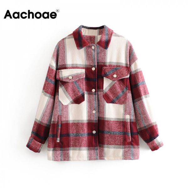 

aachoae plaid women fashion jacket spring turn down collar casual coat outwear female batwing long sleeve lady ropa mujerx1016, Black;brown