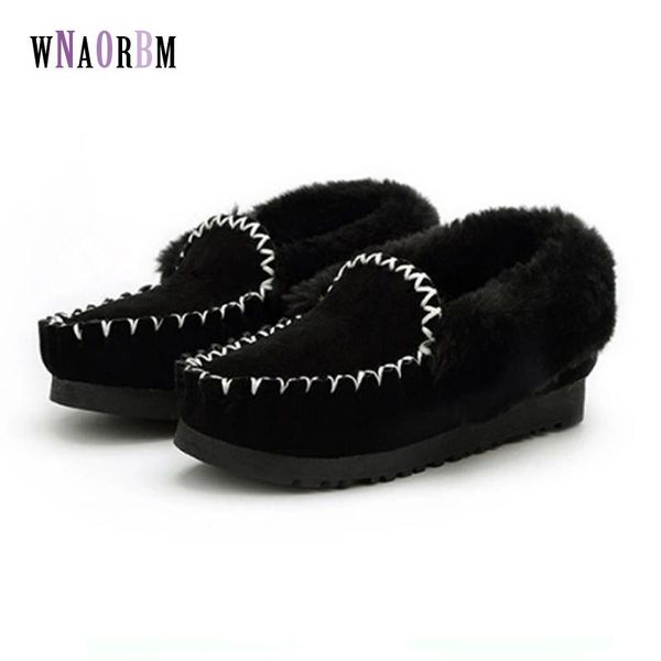 

snow boots, women's short boots, bean shoes, rubber sole, suede, artificial plush, warm flat bottom, comfortable and fashionable, Black