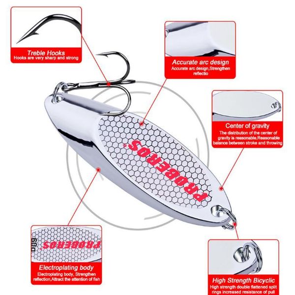 

1pcs metal 3g-60g spoon fishing lure sequined silver hard wobbler crankbait carp fishing tack qyltkl