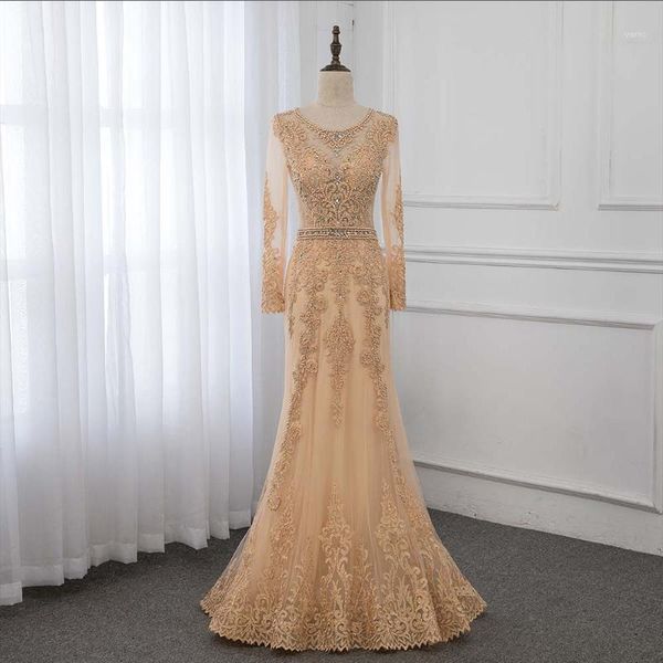 

gold lace full sleeve evening gown dresses long formal appliques crystals women party dress elegant yqlnne1, White;black