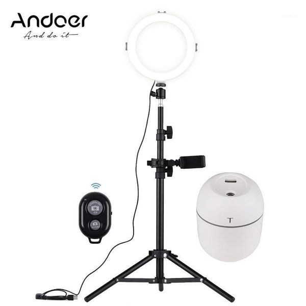 

flashes andoer 8 inch led video ring light pography lamp 3 lighting modes 3200-5600k dimmable lights for youtube live recording1
