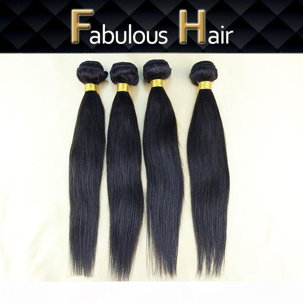 

5a hair lace closure 3.5x4 middle part with 4 bundles unprocessed peruvian virgin straight human hair weft weave extensions 5pcs lot, Black