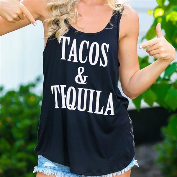 

тако и текила racerback танк топы женщина рукава топы graphic tee summer топ причинно рубашка девочка printed футболка, White