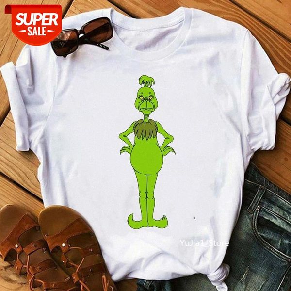 

Funny T Shirt How The Grinch Stole Christmas Letter Print Tshirt Femme Harajuku Kawaii Clothes High Quality Female T-Shirt Tops #4061, White
