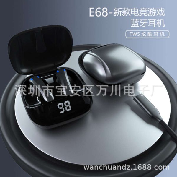 

5.0 binaural new wirels e68 bluetooth sports game digital display headset