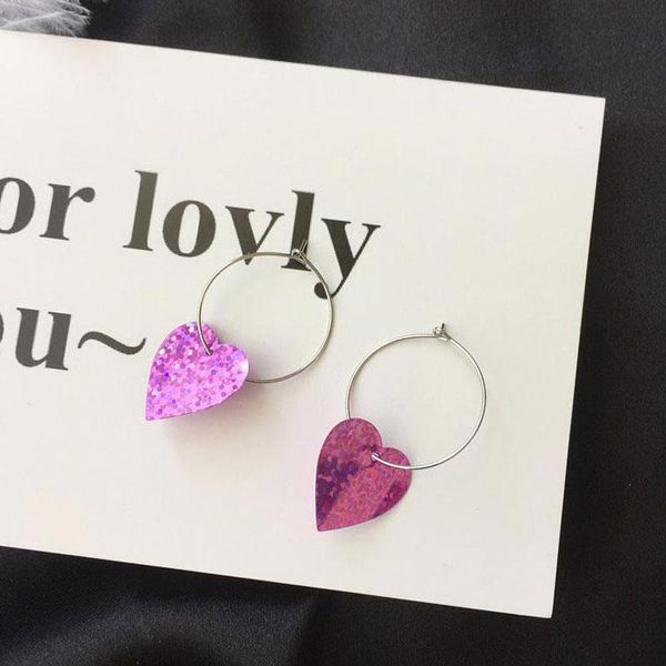 

2019 новые модное пришивания большого сердца мотаться серьги для женщин любви ювелирных изделий chic silver цвет earing long любовь украшени, Golden