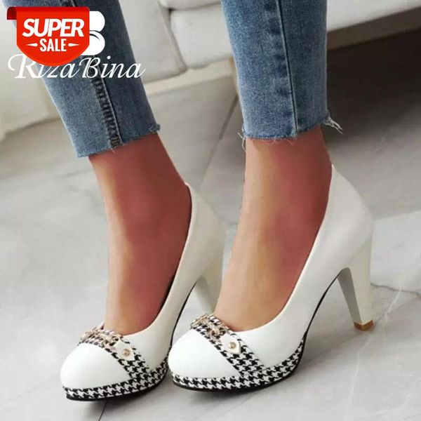 

rizabina women pumps fashion platform shoes women metal crystal party daily work fashion club female footwear size 32-43 #im6i
