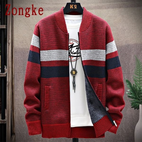 

zongke thick striped mens cardigan knitted winter sweater men coats casual warm clothing autumn new -3xl 201211, White;black
