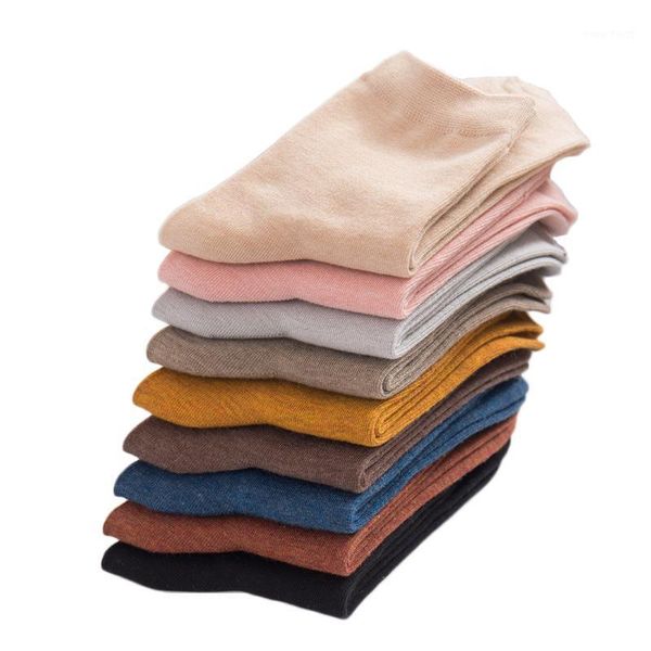 

spring women's harajuku solid color thin candy color colorful bamboo fiber socks 5 pairs1, Black;white