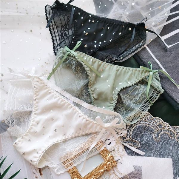 

woman bow panties cotton 2021 new fashion ladies briefs lace low-waist breathable underpants traceless women panties, Black;pink