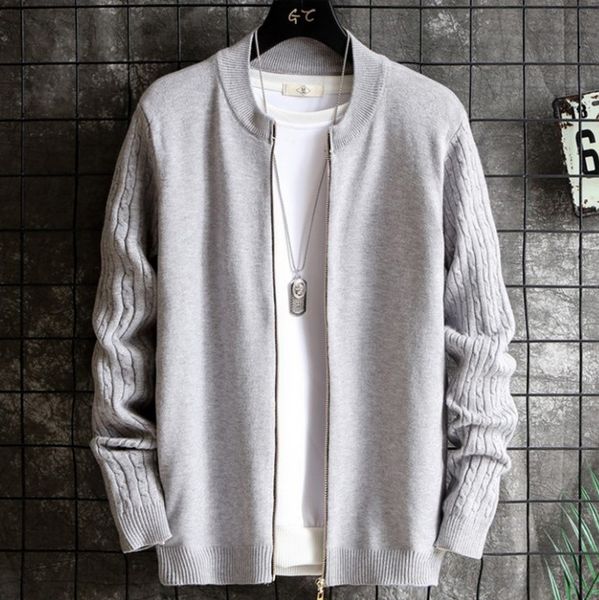 

outdoor jackets&hoodies the knit sweater men's trend solid color zipper cardigan youth korean casual loose jacket, Blue;black