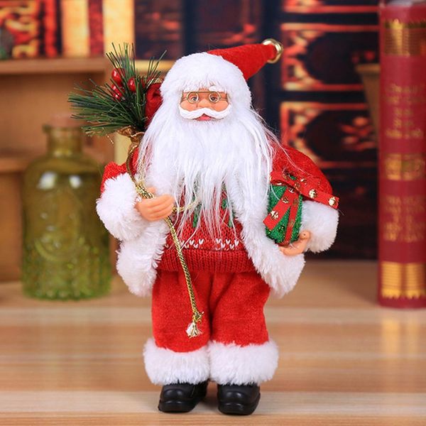 

30cm sitting ornament simulated santa claus kerst doll old man mask plush figurine toy christmas decorations for home