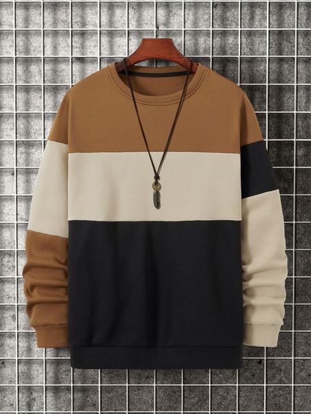 

men color block thermal pullover without necklace h8h4#, Black