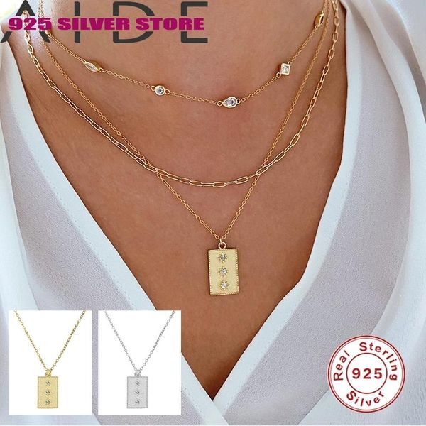 

chains aide vintage multilayer sterling silver eight-pointed star diamond necklace horn crescent choker necklaces jewelry