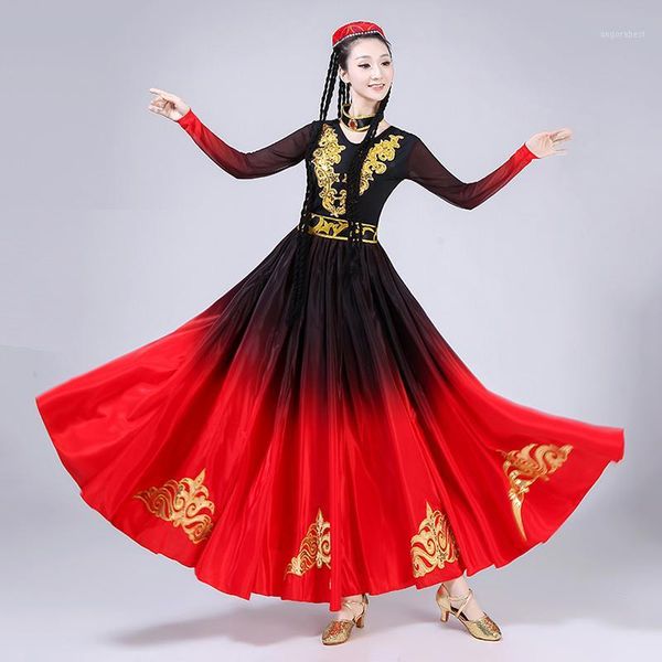 

traditional dance costume flamenco skirts women chinese hanfu flamenco dress oriental stage rave outfit 360/540 degree dcc5301, Black;red