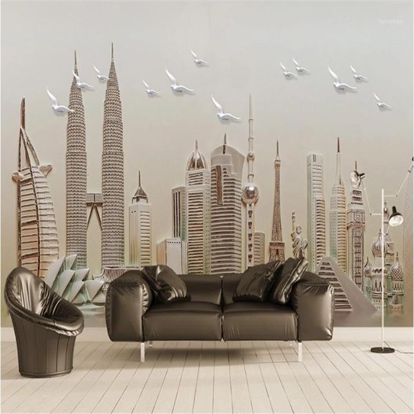 

european style 3d embossed famous building group p wallpaper living room bedroom background mural wall papers home decor1