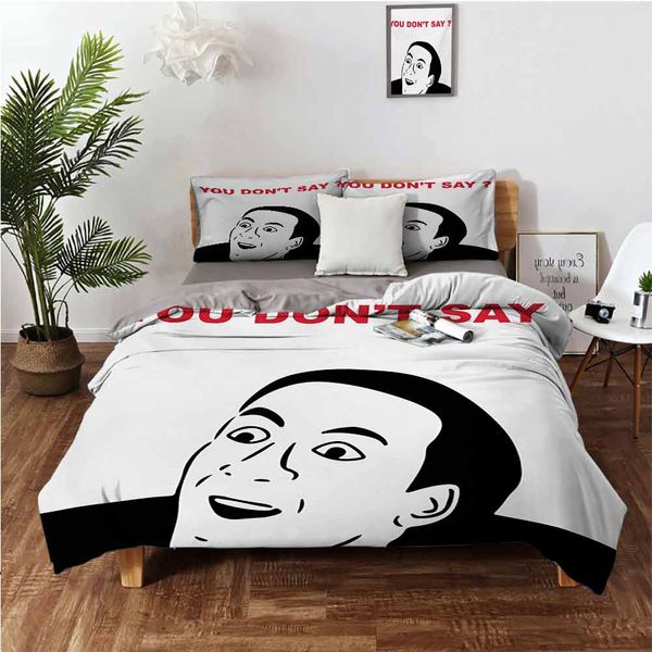 

guy meme face laughing gestures human expression humor modern illustrationbedding 3-piece set