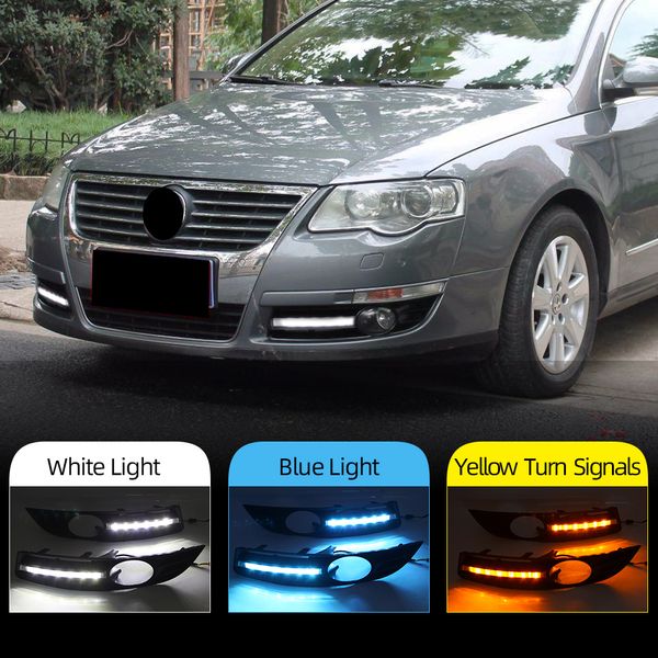 1 Par de carro DRL LED LED LED LUBLEGRA DIA DIA COM SINAL DE TURNA AMARELA PARA VW VOLKSWAGEN PASSAT B6 2005 - 2011