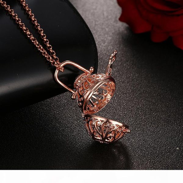 

diffuser locket necklace hollow out aromatherapy pendant essential oils diffuser necklace women necklaces fashion jewelry gifts, Silver