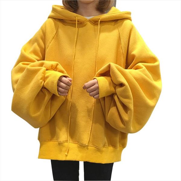 

autumn winter 2020 korean version sweatshirt girl fashion students hoodies o neck long sleeved yellow red black hoodies oversize