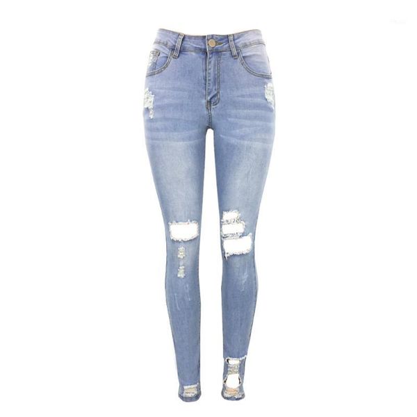 

ripped hole jeans for women skinny denim capri jeans femme stretch female vaqueros mujer slim pencil pants for women1, Blue